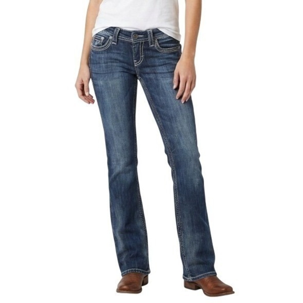 BKE Sabrina Bootcut Jeans Womens 28 X 31 1/2 Blue Stretch Embroidered Denim Pant